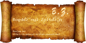 Bogdányi Zoltán névjegykártya